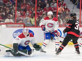 Ottawa Senators' Colin Whiite (36) scores on Canadiens goalie Andrew Hammond in the second period at the Canadian Tire Centre.