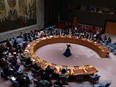 The United Nations Security Council assembles to vote for a rare emergency special session of the 193-member UN General Assembly on Russia's invasion of Ukraine, at the United Nations Headquarters in Manhattan, New York City, Feb. 27, 2022.