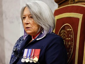Dans cette photo d'archive prise le 23 novembre 2021, la gouverneure générale Mary Simon prononce le discours du Trône.