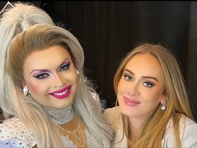 Drag queen Cheryl Hole shared a photo on social media posing with star British singer Adele.