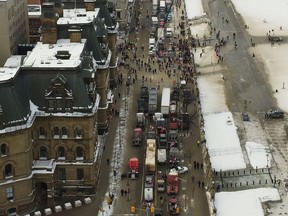 The truck protest on Wellington Street in Ottawa on Monday, Jan. 31, 2022.