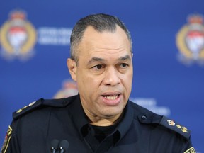 Ottawa Police Chief Peter Sloly during a press conference in Ottawa, Feb. 4, 2022