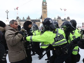 Truckers occupation and protesting continued its 23rd day in downtown Ottawa Saturday. Protesters and police clashed and people were arrested Saturday afternoon on Wellington Street.