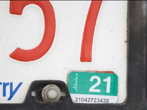 A licence plate sticker.