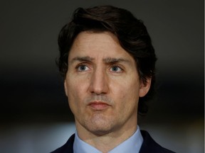 Prime Minister Justin Trudeau attends a news conference in Ottawa on  Feb. 24, 2022.
