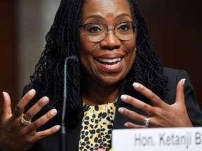 Ketanji Brown Jackson, nominated to be a U.S. Circuit Judge for the District of Columbia Circuit, testifies before a Senate Judiciary Committee hearing on pending judicial nominations on Capitol Hill in Washington, U.S., April 28, 2021.