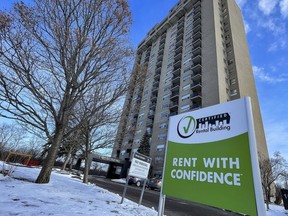 The Castleview at 1000 Castle Hill Crescent is one of more than a dozen Ottawa apartment buildings owned by Minto through Minto Apartment REIT. Wednesday, March 9, 2022.