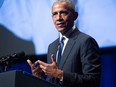 In this file photo taken on Jan. 8, 2022, former U.S. president Barack Obama speaks during a memorial service for the late U.S. Senate Majority Leader Harry Reid at The Smith Center for the Performing Arts in Las Vegas, Nevada.