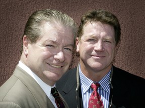 Ex-NHL player and Ottawa native, Jean Potvin (L), and his brother Denis.