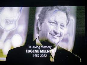 A special video tribute and a chair in his box that sat empty, surrounded by flowers, was a special tribute for the late Eugene Melnyk at the Ottawa Senators home game against Detroit on Sunday. Melnyk’s family and friends gathered Monday for a invitation-only funeral at Christ the Good Shepherd Ukrainian Catholic Church in Toronto.