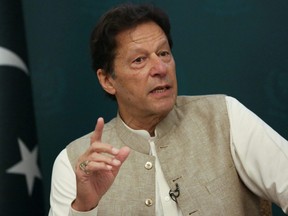 Pakistan Prime Minister Imran Khan speaks during an interview with Reuters in Islamabad, June 4, 2021.