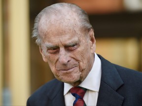 Prince Philip, the Duke of Edinburgh leaves the National Army Museum in London, March 16, 2017.