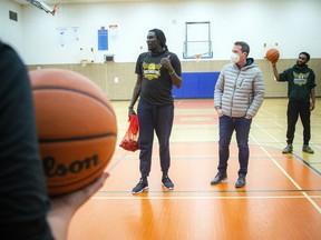Prezdential Basketball CEO Manock Lual worked with kids at Ottawa Technical High School on Saturday, April 9, 2022.
