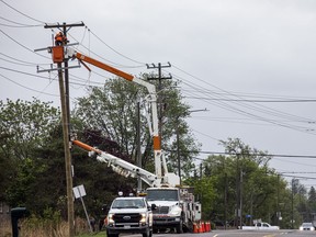 Hydro crews were out working on lines between Navan and Vars on Sunday, May 22, 2022.