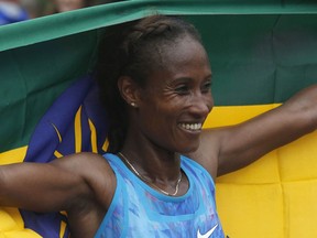Gelete Burka was first woman across the finish line in the marathon on May 27, 2018. She set an event record on the way to victory.