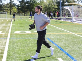 Antoine Pruneau was among the Redblacks on the field at Carleton University Wednesday.