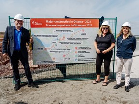 City officials, including Couns. Tim Tierney and Jan Harder, marked the start of the busy spring and summer construction season Monday in Barrhaven. The city is spending $702 million on infrastructure improvements in 2022.