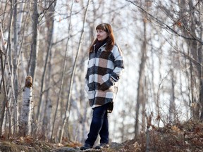 Emily Donato is shown near her home in Sudbury, Ont., Wednesday, April 27, 2022. Donato, an associate professor at Laurentian University, says the city she's lived in for decades is still feeling the impact of the institution's insolvency filing last year, prompting questions about what the next provincial government will do to support those affected.