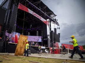Crews were working hard to get the LeBreton Flats site ready to go for Canada Day on Wednesday, June 29, 2022.