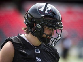 File photo: Ottawa Redblacks veteran Antoine Pruneau is now 32 and was listed as a backup in the season opener, but says, "I don't feel old. ... My body feels great."