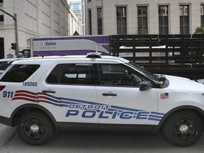 A police vehicle is seen in Detroit, Sept. 13, 2019.