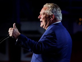 Ontario Premier Doug Ford at his Ontario PC Party election night watch party at the Toronto Congress Centre in Etobicoke, Thursday, June 2, 2022.