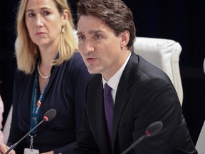 Prime Minister Justin Trudeau speaks during a bilteral meeting with U.S. House Speaker Nancy Pelosi (not pictured) at the ninth Summit of the Americas in Los Angeles, Calif., June 10, 2022.