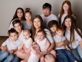 Britni Church with her 12 children.