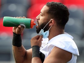 Receiver Nate Behar made seven catches for 91 yards against the Bombers on Friday.