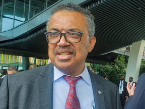 Dr. Tedros Adhanom Ghebreyesus, Director-General of the World Health Organization (WHO), arrives for the Commonwealth Heads of Government Meeting (CHOGM) in Kigali, Rwanda, June 24, 2022.