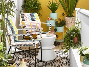 A summery vignette, courtesy of Homesense, adds a freshening look to this simple terrace space. SUPPLIED