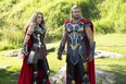 Natalie Portman as Mighty Thor and Chris Hemsworth as Thor in Marvel Studios' Thor: Love and Thunder.