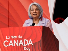 Gov. Gen. Mary Simon speaks during the Canada Day ceremony, as Canada celebrates its 155th anniversary, in Ottawa on July 1, 2022.