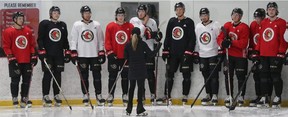 Shelley Kettles, a renowned technical skating specialist, runs her drills during development camp Tuesday.