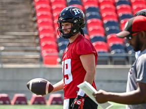 QB Nick Arbuckle, acquired by the Redblacks in a trade with Edmonton Monday, practised with his new teammates Tuesday.