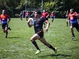 The Mark Kendall Bingham Memorial Tournament, or Bingham Cup as it is more widely known, is the biennial world championships of gay and inclusive rugby. Joseph Scott of the San Diego Armada runs the ball to score Saturday.