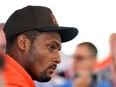 Deshaun Watson of the Cleveland Browns listens to questions during a press conference prior to a joint practice with the Philadelphia Eagles at CrossCountry Mortgage Campus on August 18, 2022 in Berea, Ohio.