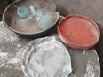 Archeological remains of glass plates, ceramic bowls and vases are discovered in a dig near the ancient Roman city of Pompeii, destroyed in 79 AD in volcanic eruption, Italy.