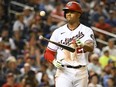 Aug 1, 2022; Washington, District of Columbia, USA; Washington Nationals right fielder Juan Soto (22) reacts after drawing a walk during the fifth inning against the New York Mets at Nationals Park. v