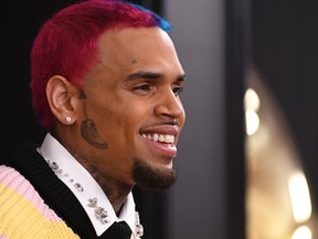 Chris Brown arrives for the 62nd Annual Grammy Awards on January 26, 2020, in Los Angeles.
