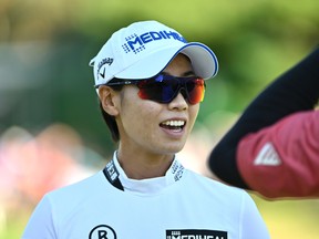 South Korea's Narin An smiles after the 18th hole of the CP Women's Open in Ottawa on Saturday, August 27, 2022.