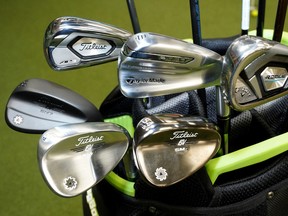 A file photo of 2013-vintage golf clubs.
