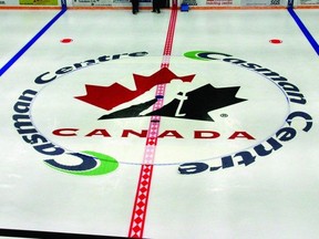 The Hockey Canada logo at centre ice.