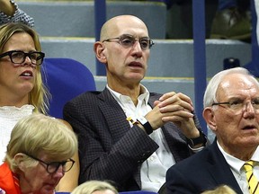NBA Commissioner Adam Silver watches the Women?s Doubles First Round match between Serena Williams and Venus Williams of The United States and Lucie Hradecka and Linda Noskova of Czech Republic on Day Four of the 2022 US Open at USTA Billie Jean King National Tennis Center on September 01, 2022 in the Flushing neighborhood of the Queens borough of New York City.