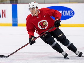 Ottawa Senators centre Shane Pinto during rookie camp at the Bell Sensplex on September 15, 2022.