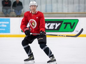 Ottawa Senators defenceman Jake Sanderson during rookie camp at the Bell Sensplex on September 15,2022.