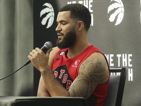 Toronto Raptors guard Fred VanVleet speaks to the media about the upcoming season.