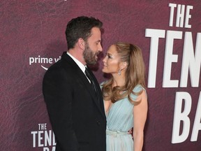 Ben Affleck and Jennifer Lopez attend "The Tender Bar" premiere in Los Angeles in October 2021.