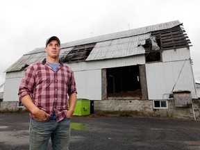 Matt Nooyen's farm in Navan was significantly damaged by the derecho last spring. Nooyen and and about a dozen farmers are still waiting to be paid by their insurance companies.