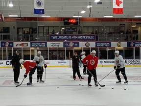 Senators took the ice in front of a full house at Thursday morning’s skate inside the 1,100-seat Steele Community Centre in Gander, NL.
